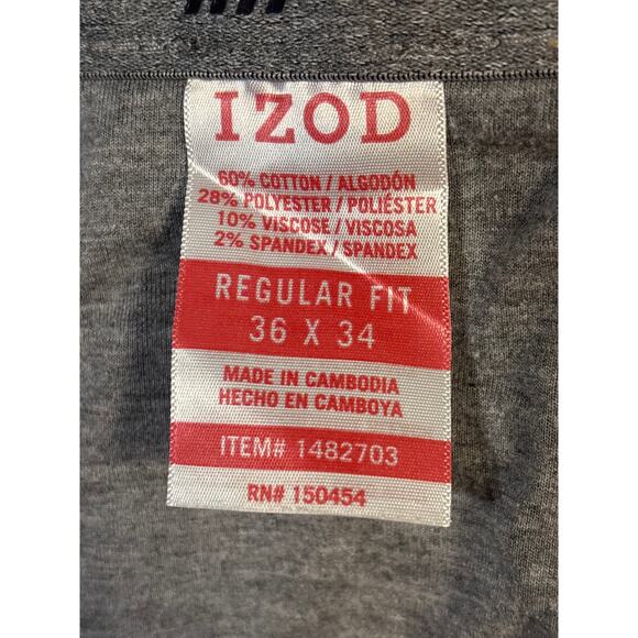 PRE-LOVED - IZOD CASUAL KHAKI FLAT FRONT SLACKS SIZE 36X34 - Picture 3 of 5